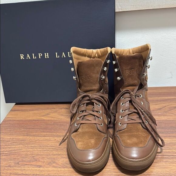 Ralph Lauren Mens Jayden-SK-Md Moc Lug Suede & Leather Brown Boot. Size 10.5 D. - Picture 1 of 10